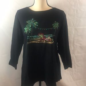 Karen Scott Christmas Shirt 3/4 Sleeves  NWT